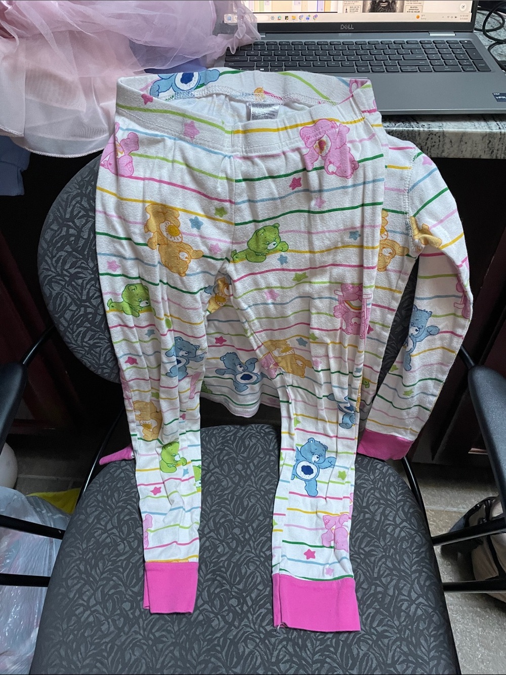 Care Bears Multicolor Striped Kids Pajama Set with Pink Trim - Picture 5 of 5